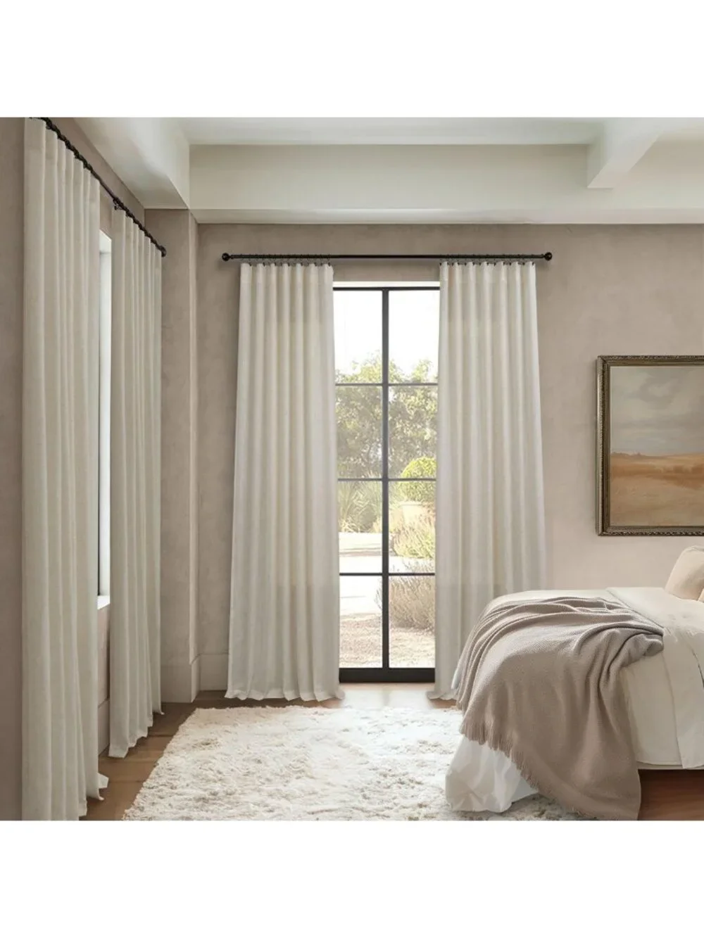 Rustic Farmhouse Flax Linen Curtains 90